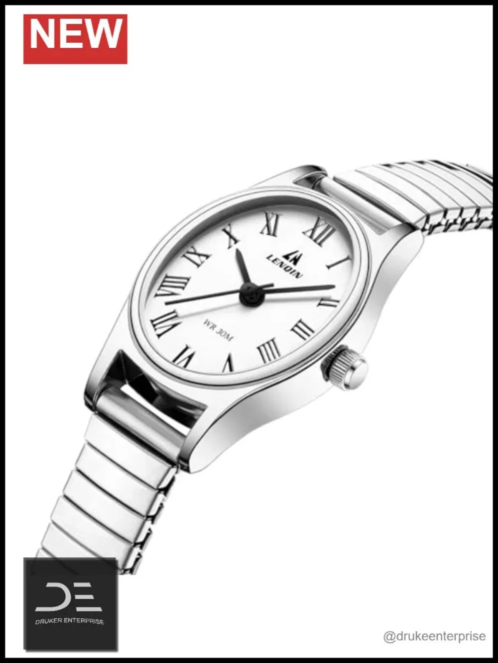 Vintage Oval Roman Analog Quartz Stainless Steel Watch